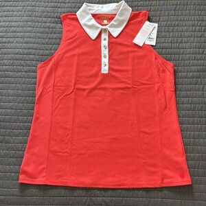 Lilly Pulitzer Imara Polo UPF50 Misner Red Sleeveless Tank Top Size XL NWT